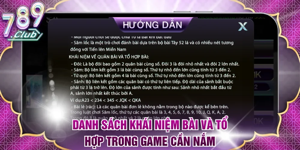 Danh sách khái niệm bài và tổ hợp trong game hội viên cần nắm