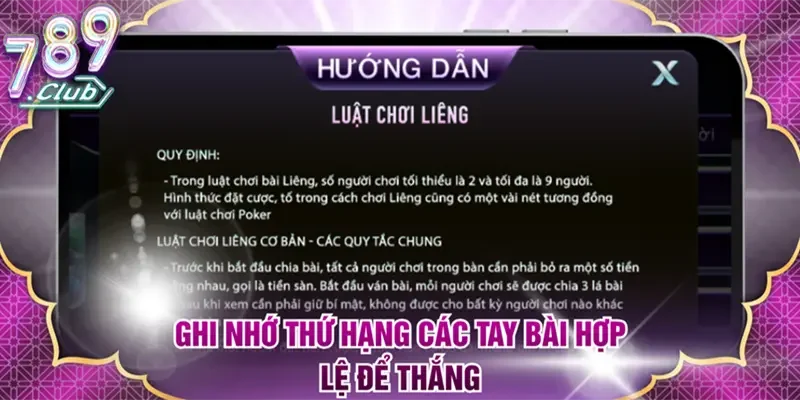 Ghi nhớ thứ hạng các tay bài hợp lệ để thắng
